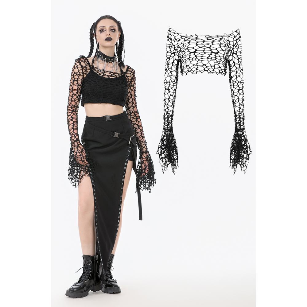 Dark in Love - Punk Distressed Crop top - Black